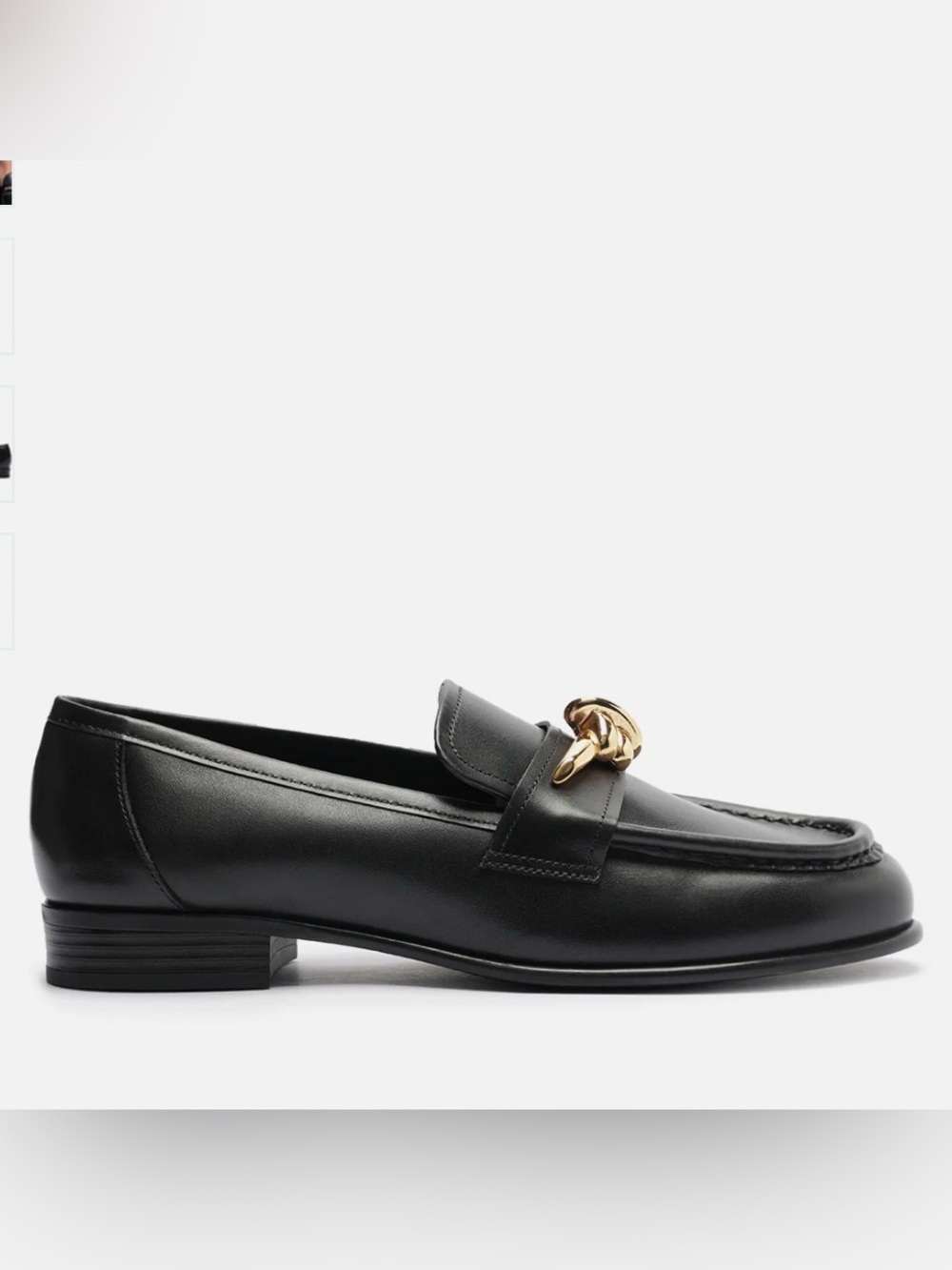 Women's Black Leather Loafers with Gold Chain Accent. Brand 🆕